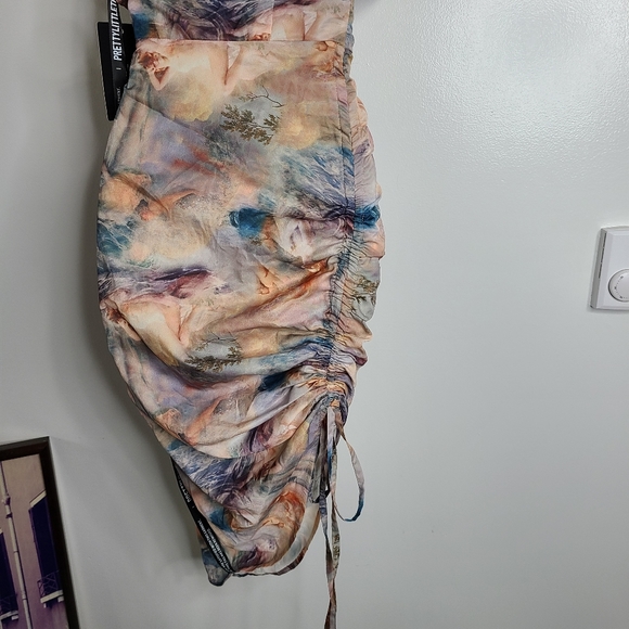 Multi Renaissance Print One Shoulders Ruched Dress - Picture 10 of 15